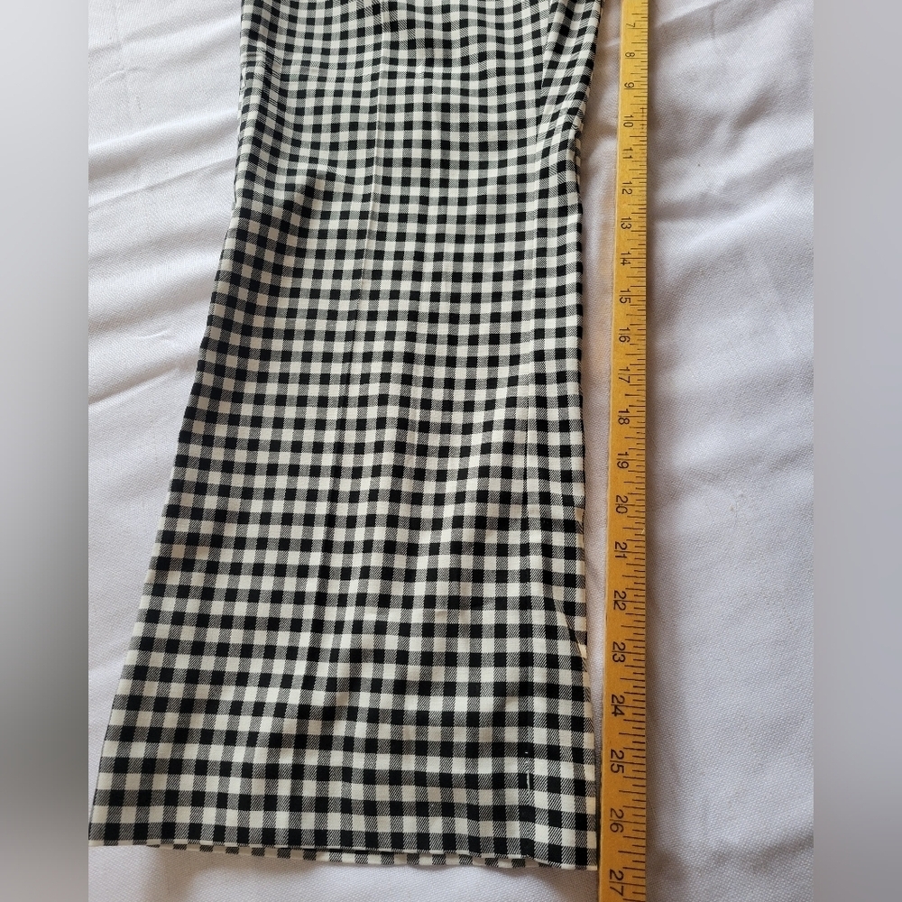Ann Taylor The Flare Pant Ginghanm Monochrome Checkered Trousers Size 8 - Picture 8 of 10